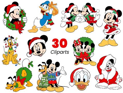 30 Disney Christmas SVG Cut Files | Mickey Minnie Christmas Vector