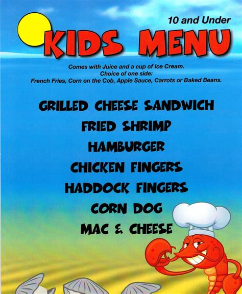 This is a list of clam dishes and foods, which are prepared using clams as a primary ingredient. Kids Menu at The Clam Bake restaurant in Fort Myers, Florida