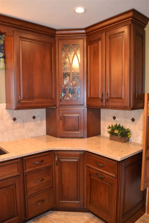 Changing Up The Corner Cabinetry Corner Cabinets Glass Inlay