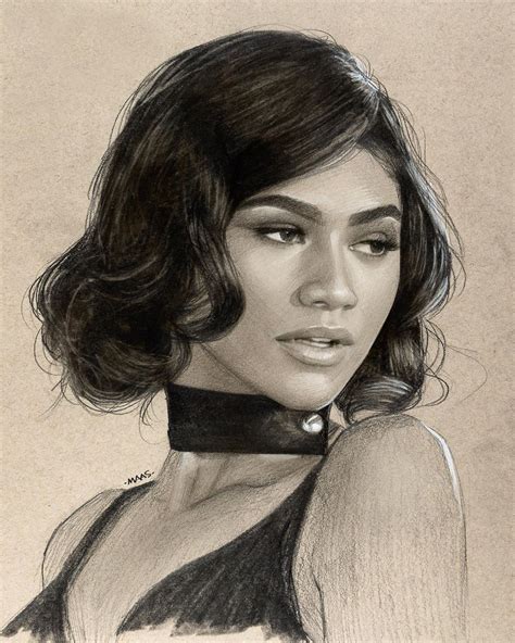 Zendaya By Justin Maas Art Celebrity Portraits Drawing Celebrity