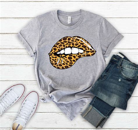 Leopard Print Lips Shirt Cheetah Lips T Shirt Animal Print Etsy