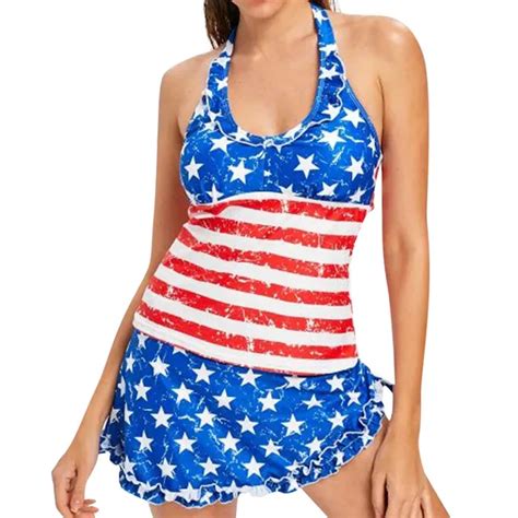 Women American Flag The Fourth Of July Swimwear Women Bikini Set Beach Bikinis Push Up Bikinis