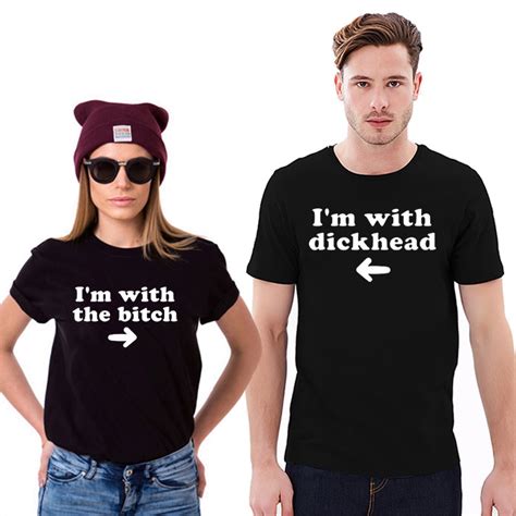 Enjoythespirit Coupld Tshirt Im With The Bitch Dickhead His And Her