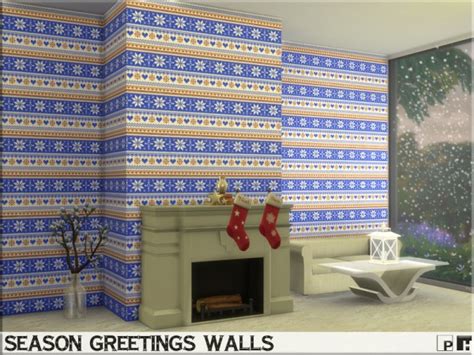 The Sims Resource Season Greetings Walls By Pinkfizzzzz Sims 4 Downloads