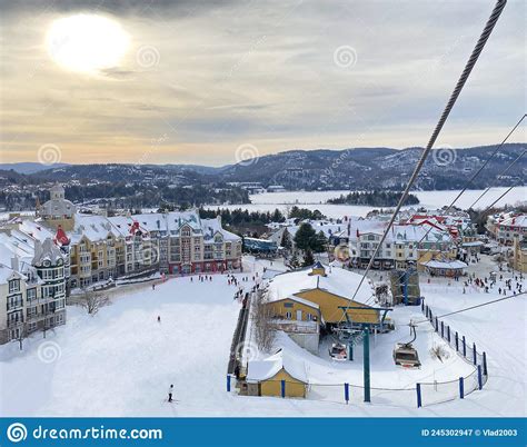 Mont Tremblant In Winter With Funiculars On The Foreground Quebec Canada Mont Tremblant Lake