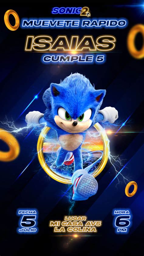 Tarjeta De Invitación De Cumpleaños Sonic 2 Para Editar Psd Descarga