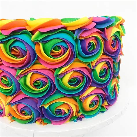 Rainbow Rose Cake Kelseyelizabethcakes Rose Cake Rainbow Birthday