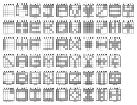 50 Bingo Patterns Pdf File Prints One Per Page Instant Etsy Bingo