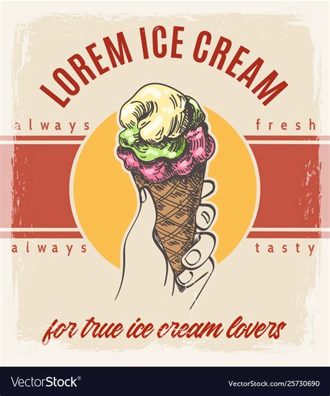 delicious icecream vintage poster royalty free vector image