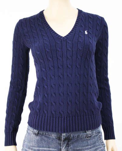 polo ralph lauren sport women s navy blue v neck cable knit sweater polo ralph lauren online