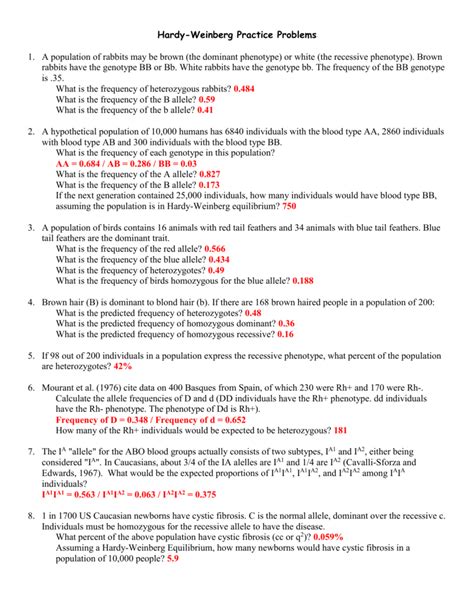 Therefore, the number of heterozygous individuals 3. worksheet. Hardy Weinberg Problems Worksheet. Grass Fedjp ...