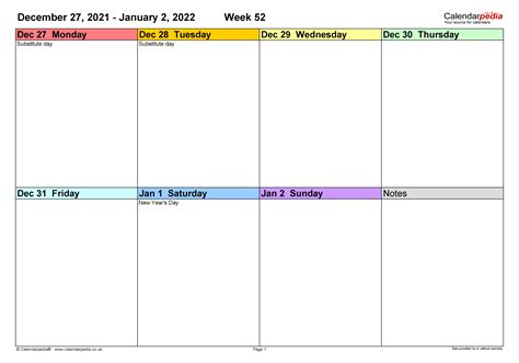 Weekly Calendar 2022 Uk Free Printable Templates For Excel