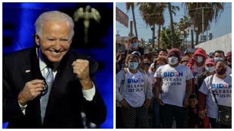 Migrants Show Up At Mexican Border Wearing Biden T Shirts Holding Let Us In Signs The