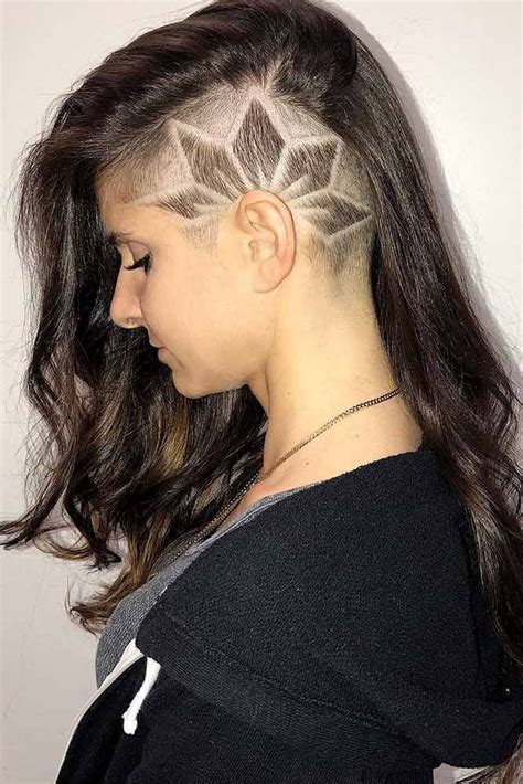Half Shaved Hairstyles With Designs