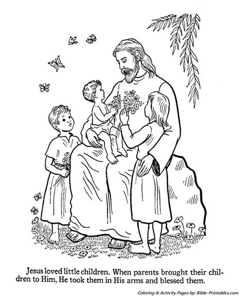 Jesus Teaches Coloring Pages Jesus Loves The Children Bible Printables