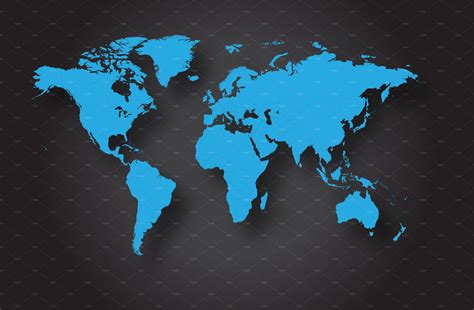 World Map Vector Blue Pre Designed Illustrator Graphics Creative Market