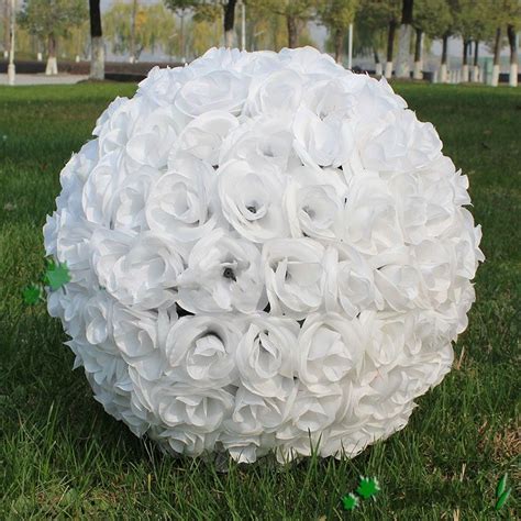2019 Elegant White Artificial Rose Silk Flower Ball Hanging Kissing