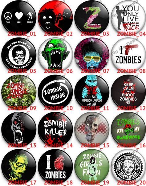 Zombie Set Of 6 Buttons 1 15 Or 23 By Dronethings On Etsy