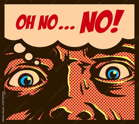 Pop Art Comic Book Style Man In A Panic With Terrified Eyes And Face