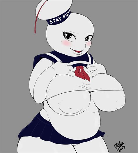 Rule 34 Big Breasts Blush Breasts Chubby Clothing Ghostbusters Hat Huge Breasts Marshmallows