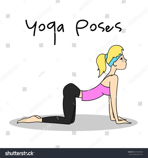 Girl Doing Cat Cow Pose Yoga Stock Vector Royalty Free