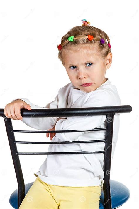 Offended Little Girl On A Chair Stock Image Image Of Loss Portrait