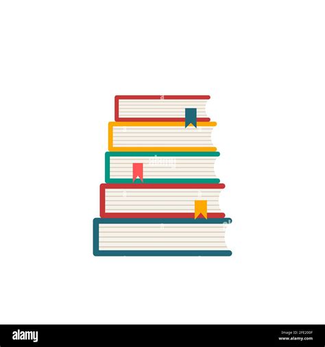 Colorful Pile Of Books Icon Stack Of Books With Bookmarks Library And