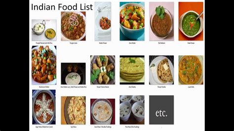 Indian Food Listlist Of Indian Snack Foodslist Of Indian Dishes Youtube