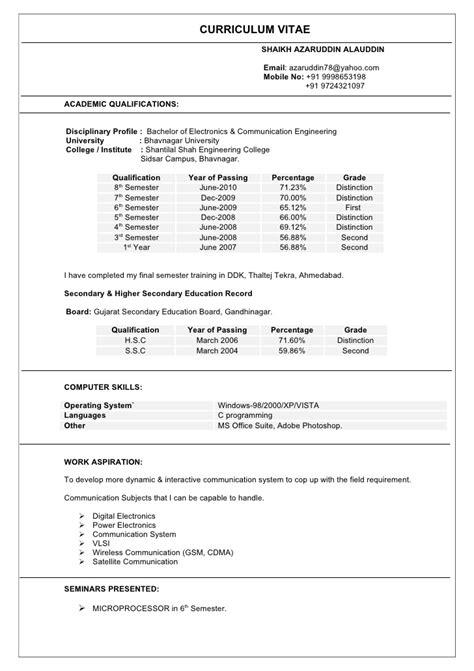 You may be new to the business, but. Fresher Engineer Azaruddin Final Cv (E.C)
