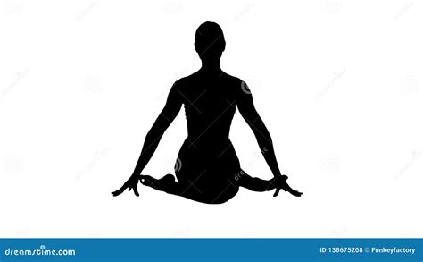 Silhouette Yoga Girl Practicing Nadi Shodhana Pranayama Or Breathingin