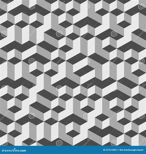 Grey Geometric Volume Seamless Pattern Hintergrund 002 Vektor Abbildung