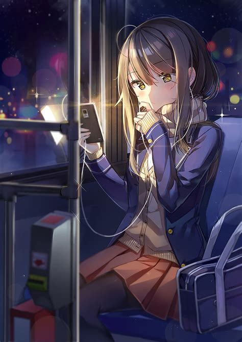 1920x1080px 1080p Free Download Anime Anime Girls Skirt Stockings Smartphone Long Hair