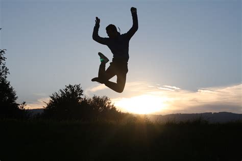 Free Images Silhouette Sunset Morning Jump Jumping Shadow