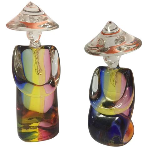 Chinese Figurines In Sommerso Art Glass By Archimede Seguso For Murano Glass At 1stdibs Murano