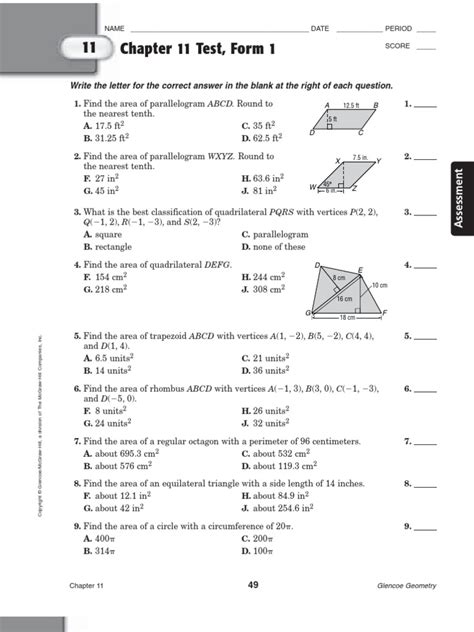 Glencoe Geometry Worksheets Answer Key Photos