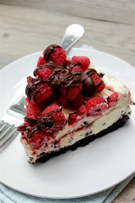· white chocolate raspberry swirl cheesecake recipe: White Chocolate Raspberry Truffle No Bake Cheesecake ...