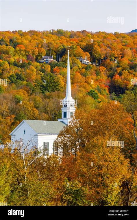 View Of The Famous Non Denominational Stowe Community Church In Main