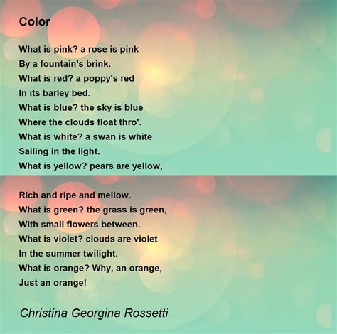 Color Poem By Christina Georgina Rossetti Poem Hunter