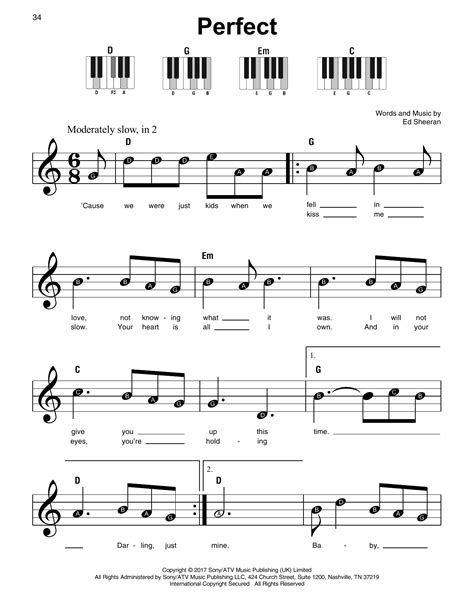 Perfect Sheet Music Ed Sheeran Super Easy Piano