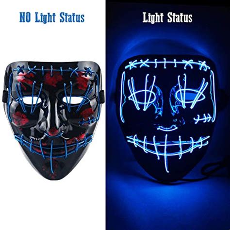 Halloween Creepy Led Purge Mask Scary Light Up Glowing Mask El Wire