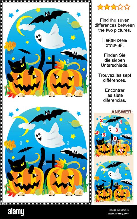 Visual Puzzle Find The Seven Differences Between The Two Halloween