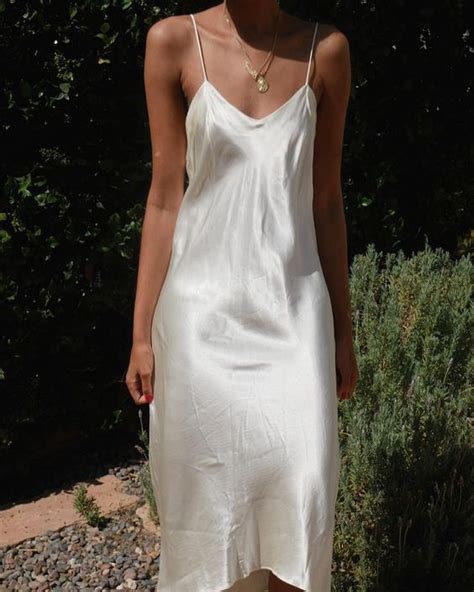 We Have A White Creamy Silk Satin Bias Slip Dress Almost As The One