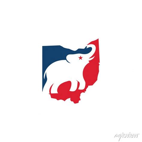 Republican Party Logo Elephant Icon And Ohio Map Symbol Vector