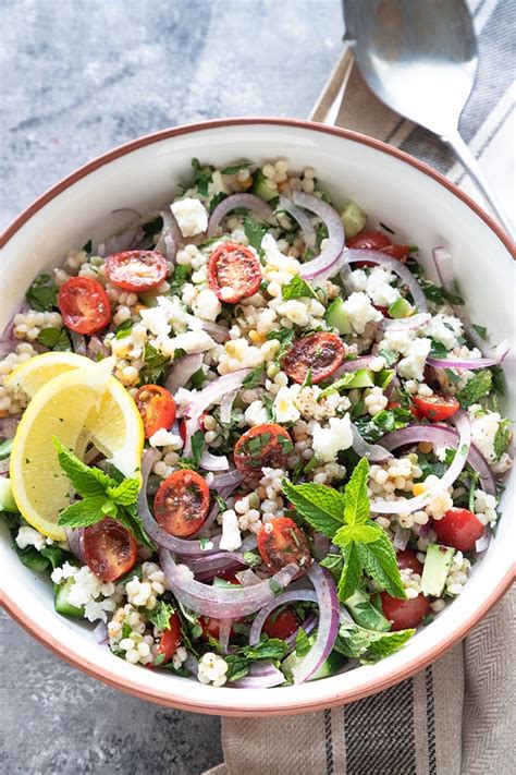 Parsnip soup wuth toasted pecans and feta. Israeli Couscous Salad with Herbs and Feta | The Home Cook ...