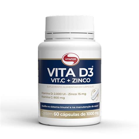 Vita D3 Vit C Zinco 60 Cápsulas Vitafor OtimaNutri