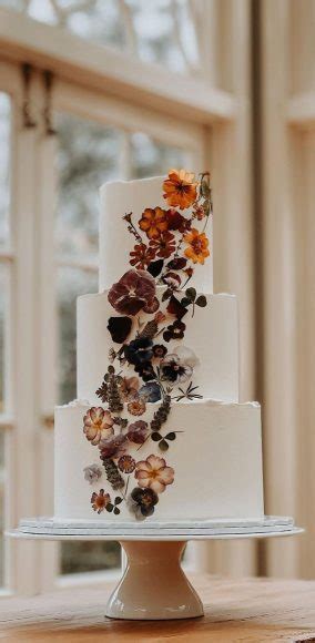 50 Beautiful Wedding Cakes In 2022 Cascading Pressed Flower Cake