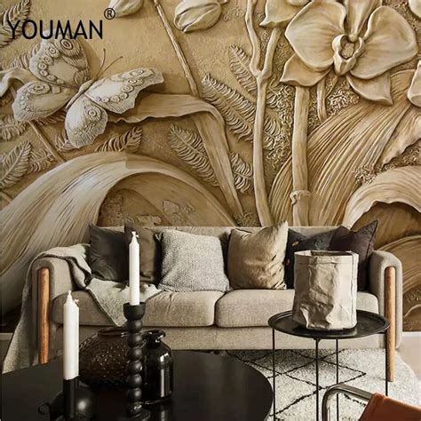 Wallpapers Youman Custom Photo Wallpaper 3d Paradise Sculpture Gold