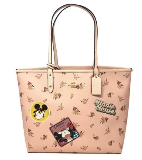 Coach X Disney Minnie Mouse Reversible City Tote Vintage Pink Floral
