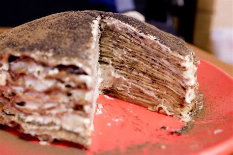 “Lady M” Inspired Tiramisu Mille Crepe Cake | Crepe cake, Mille crepe, Food