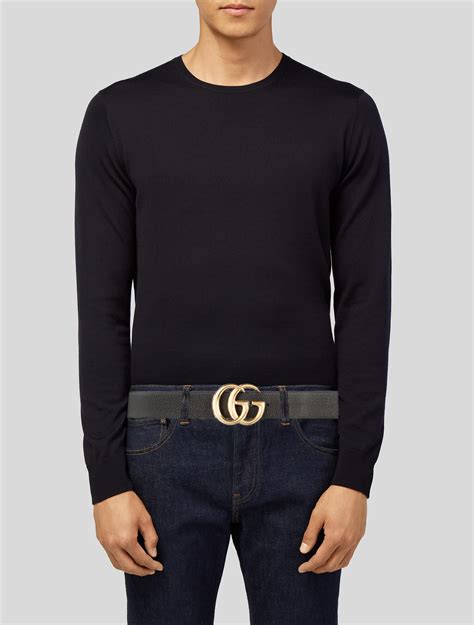 Gucci Double G Logo Leather Belt Black Belts Accessories Guc735802